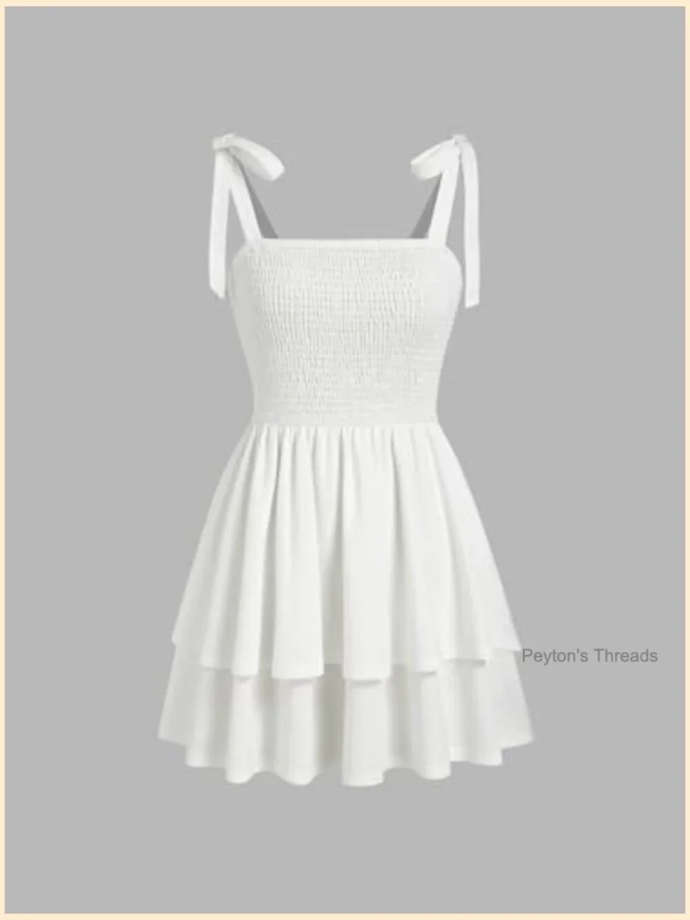 Sleeveless Smocked Tiered Mini Sundress with Tie Straps Square Neck - Picture 4 of 7